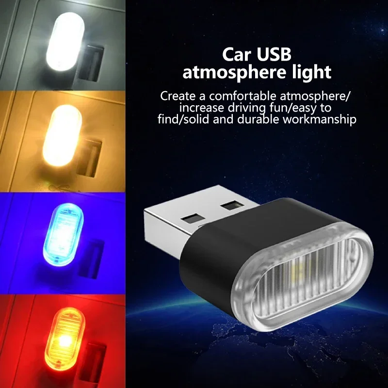 

Car Interior Neon Lights Mini LED Car Ambient Lights Emergency Lighting Universal PC Laptop Plug and Play 1-5 Pieces