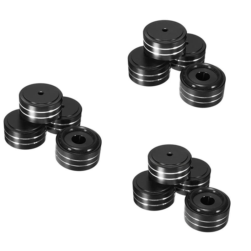 FULL-12Pcs 40X20mm Aluminum HIFI AMP Speaker Isolation Stand Turntable DAC Feet Pad (Black)