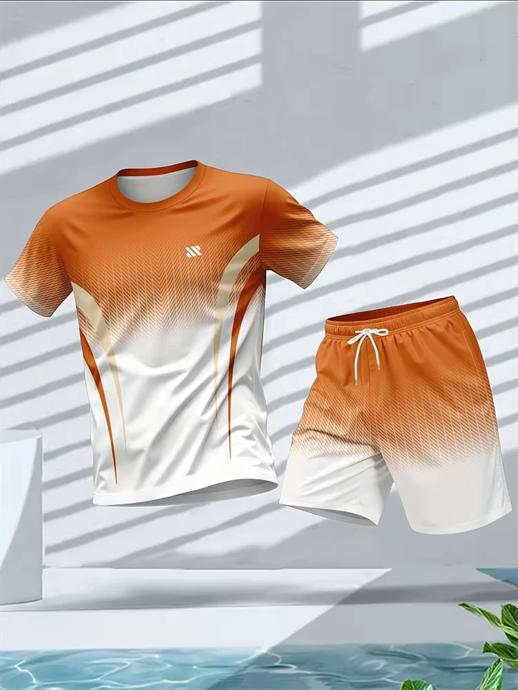 Summer New Arrival Sportswear Set Men's Fashion Training Suit Outdoor Running Set Short-Sleeve T-Shirt and Shorts Fitness Set view 4