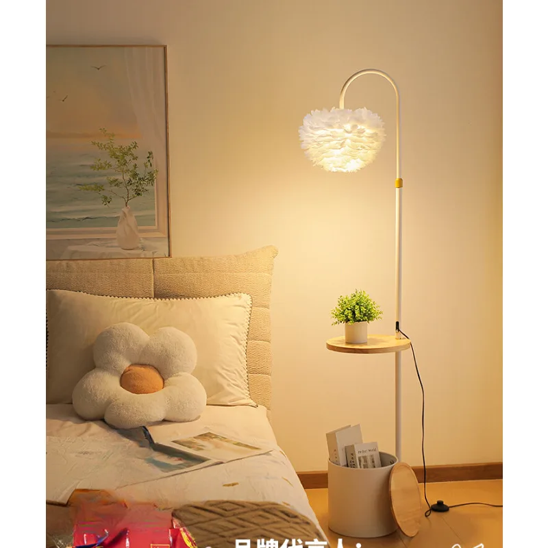 

Creative Storage Shelf E27 Led Floor Lamps for Living Room Sofa Side Remote Control Dimming Standing Lamp Bedroom Bedside Lights