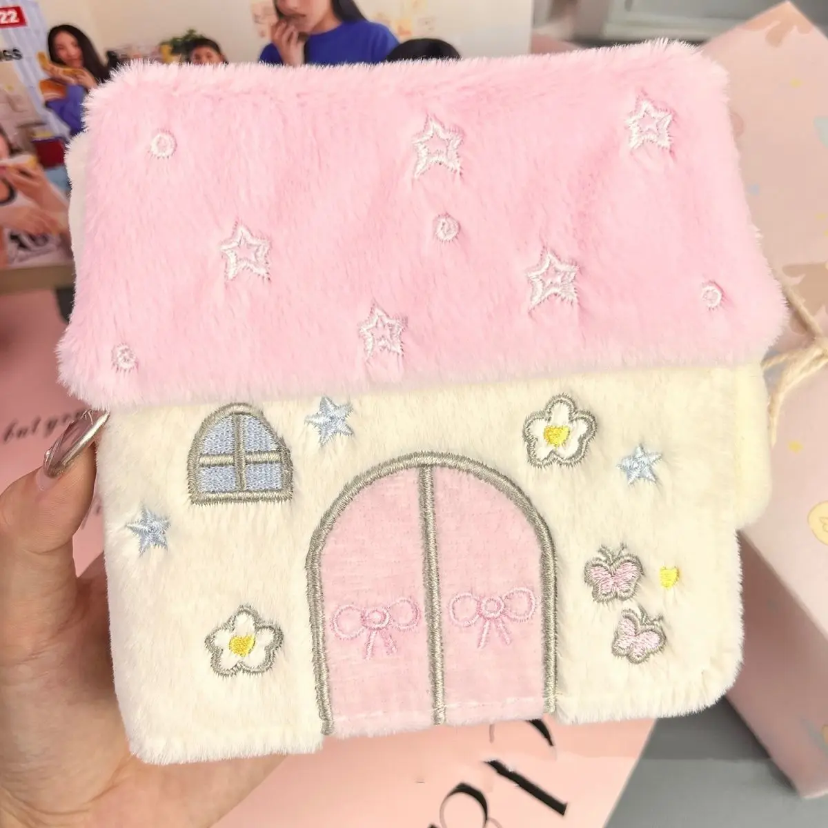 3 Ring Small Photo Card Binder Mini Photo Album For Kpop Photocard Holder Book Top Loader  Binder Cute White Plush Trading Cards