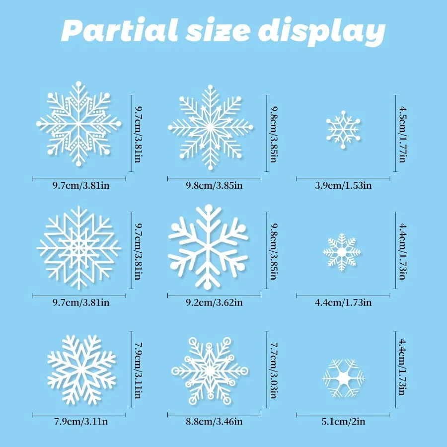 12 ورقة 480 قطعة عيد الميلاد ندفة الثلج نافذة يتمسك زينة للمنزل غرفة مكتب زجاج ويندوز الباب جدار عطلة ديكور الحفلات #2