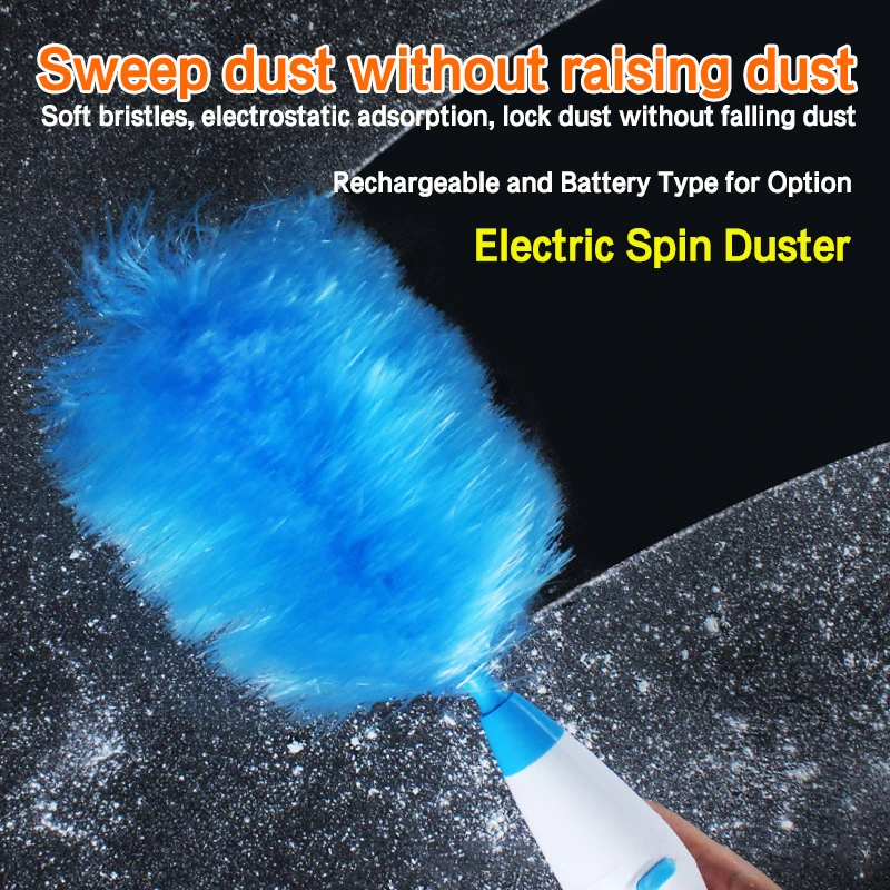 Electric Spin Duster for Household cleaning Automatic Fiber Dusting Cleaner Long Handle House Cleaning Brush Tools and Accessory