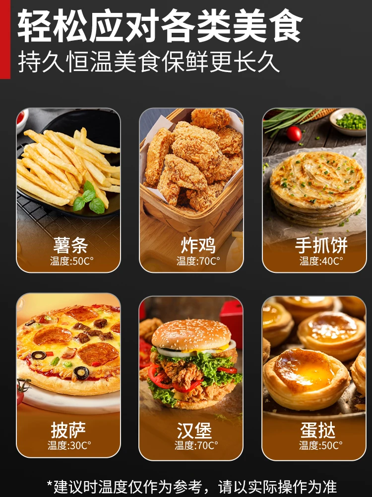 Commercial Insulation Cabinet Fried Chicken Burger Egg Tart Stainless Steel Heating Constant Temperature Food Display Cabinet