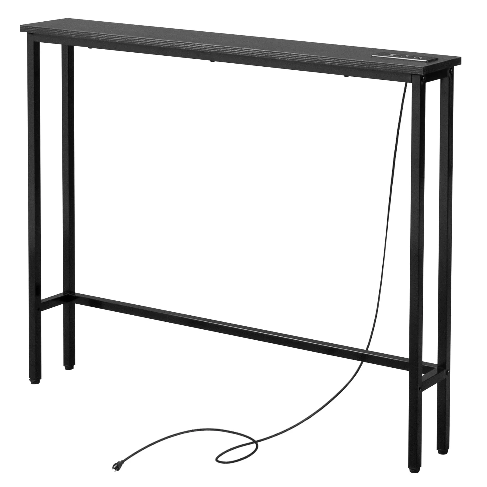 

39.4" Narrow Console Sofa Table with Power Outlets and USB Ports, Skinny Couch Table with Metal Frame and Charge Station