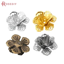 20PCS 21x10MM Antique Bronze Silver Color Gold Color Iron 3D Flowers Beads Caps Spacer Jewelry Findings Accessories Wholesale