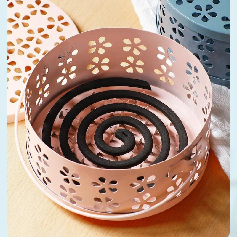 Mosquito Coil Tray Holder Household Mosquito Coil Rack Tray Wrought Iron Fireproof and Anti-scalding Tape Cover Indoor Creative