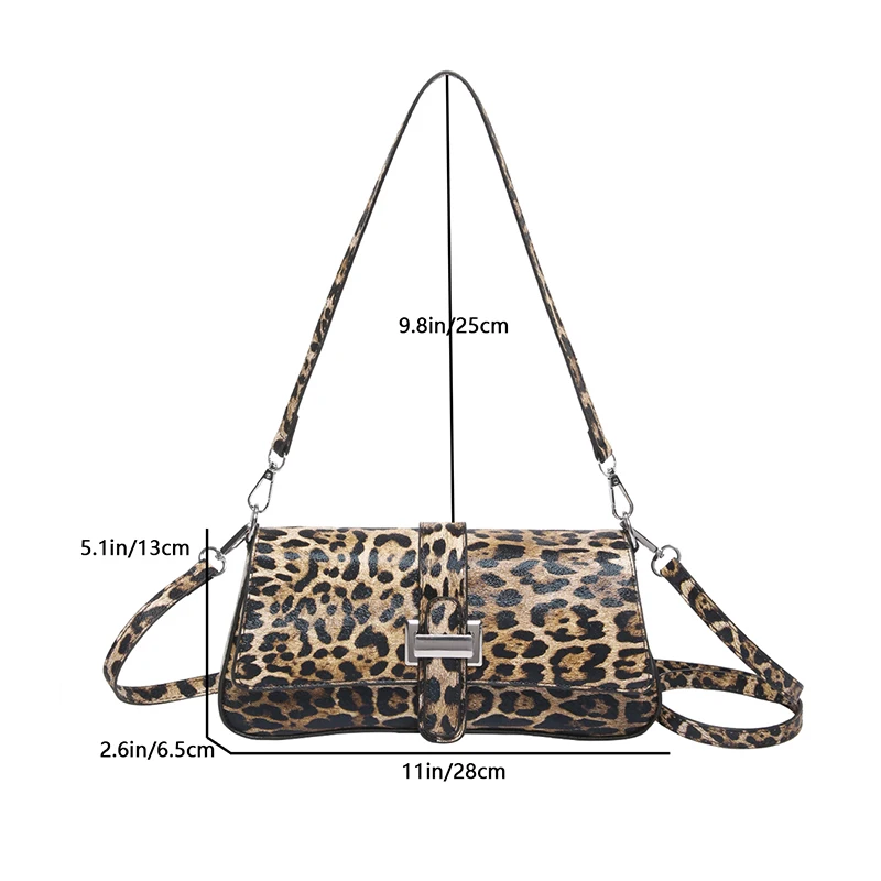 Leopard Print Handbags for Women 2024 PU Leather Shoulder Bags Female Designer Luxury Rectangular Aesthetic Crossbody Bag Lady