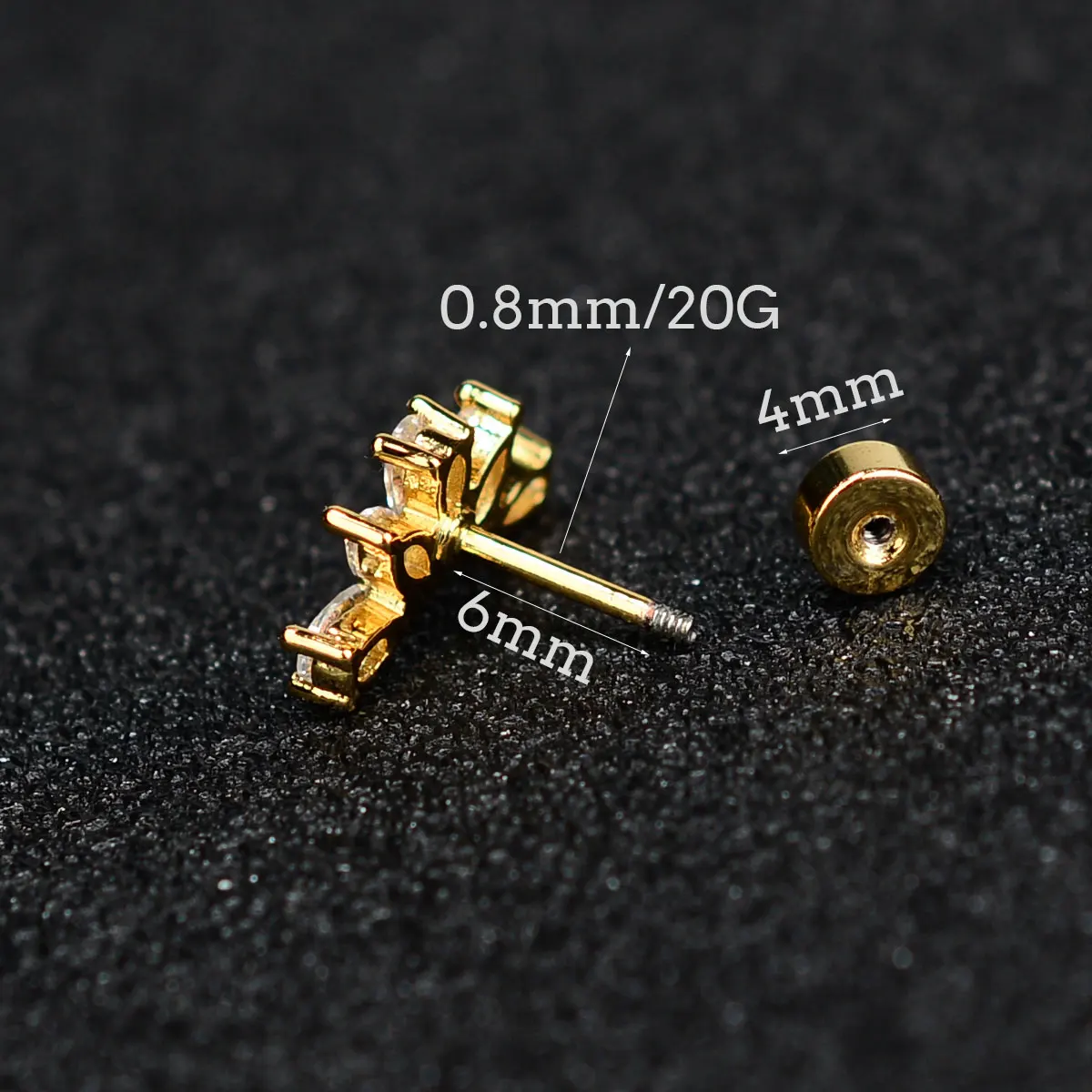 1Piece Stainless Steel Zircon Flat Stud Earring for Women Mini Cartilage Piercing Crystal CZ Cartilage Tragus Lobe Screw Earring