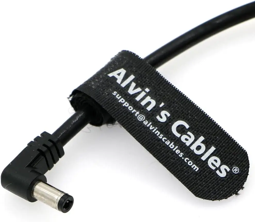 Alvin's Cables DC Power Cord 5.5 x 2.1mm DC Male Right Angle Coiled Power Cable for Atomos Shogun Monitor, Blackmagic Video Assi