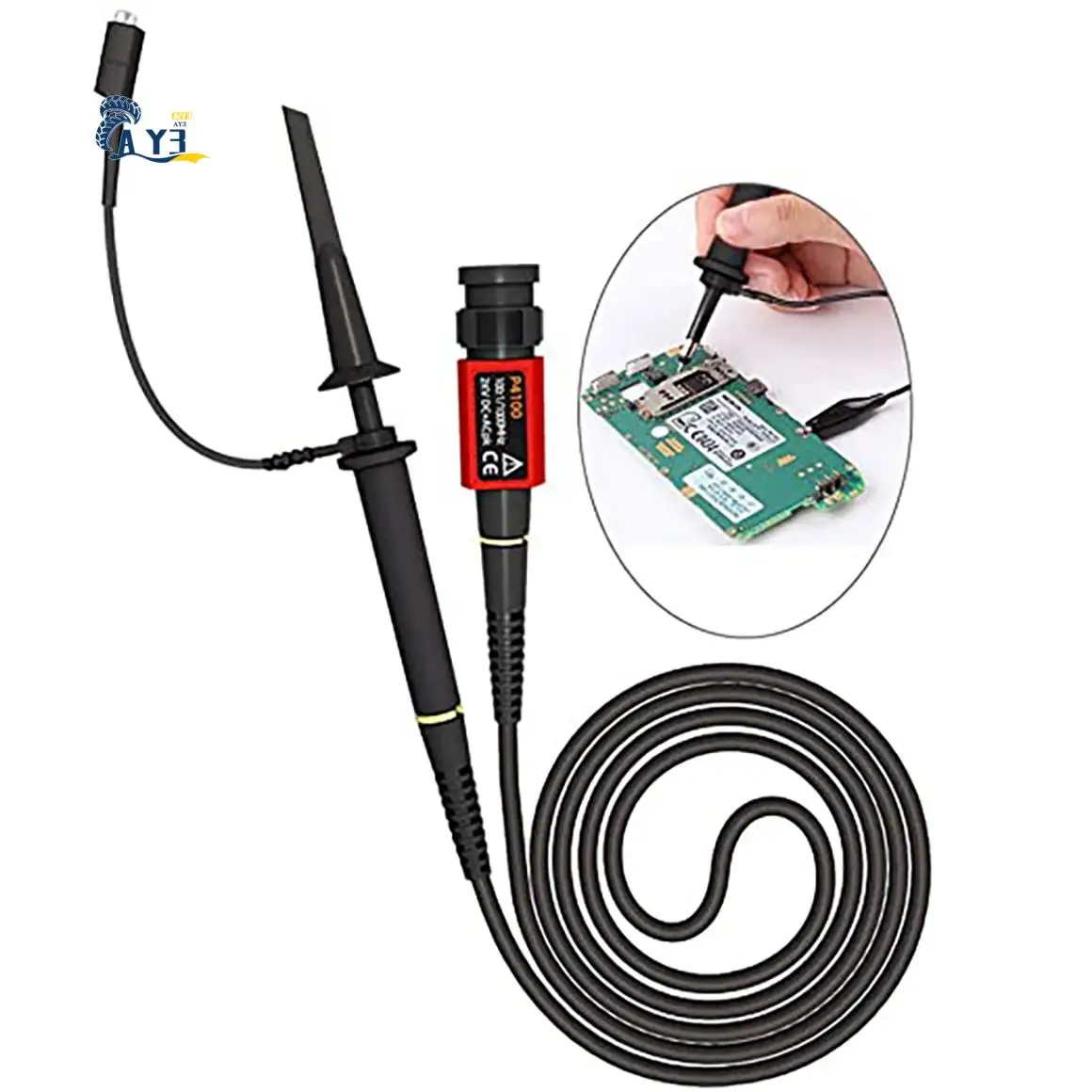 AY03-P4100 Зонд осциллографа 100:1 2 кВ Высокое напряжение 100 МГц Безопасный разъем BNC для регулируемого затухания осциллографа