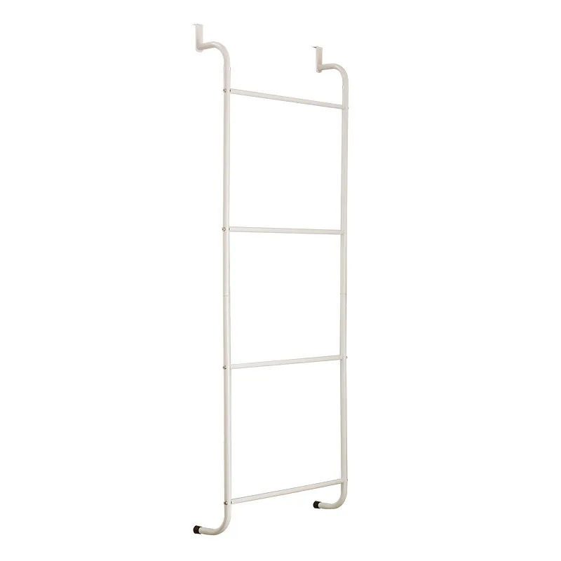 Free Punch Hanging Towel Rack Multifunctional Metal 4 Layers Trapezoidal Door Bathroom White Hanger Home Furniture Storage Shelf