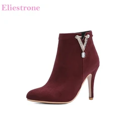 Brand New Winter Comfortable Wine Red Pink Women Ankle Boots Sexy Lady Party Shoes High Heel Plus Small Big Size 11 32 45 48