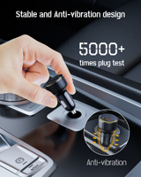 VOLTME 65W Car Charger Dual USB-C USB-A Fast Charging QC 4.0 PD 3.0 Fast Charge Charger For Laptop Translucent Car Phone Charger