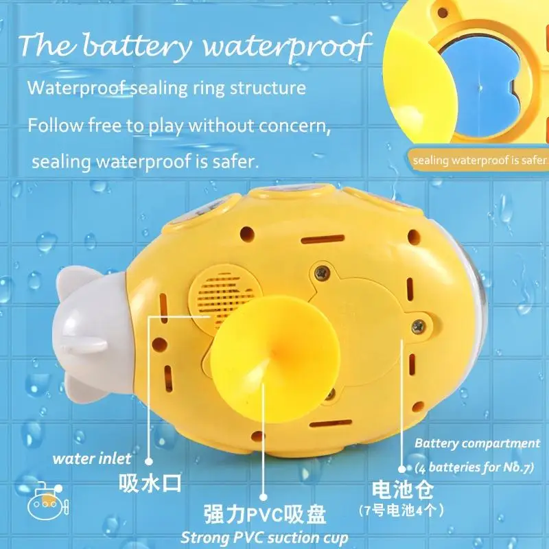 Hot Selling Water Play Toys Battery Operated Submarine Shape Bathtub Toy Water Pump with Hand Shower Baby Bathtub Toy