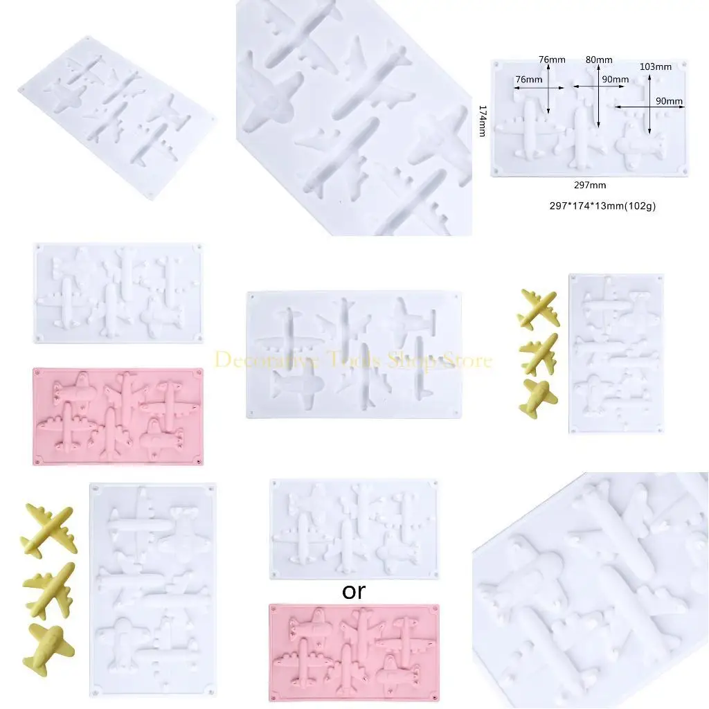 

QX2E 5 Cavity Aircraft Silicone Mold Fondant Mousse Cake Mould Baking Tool