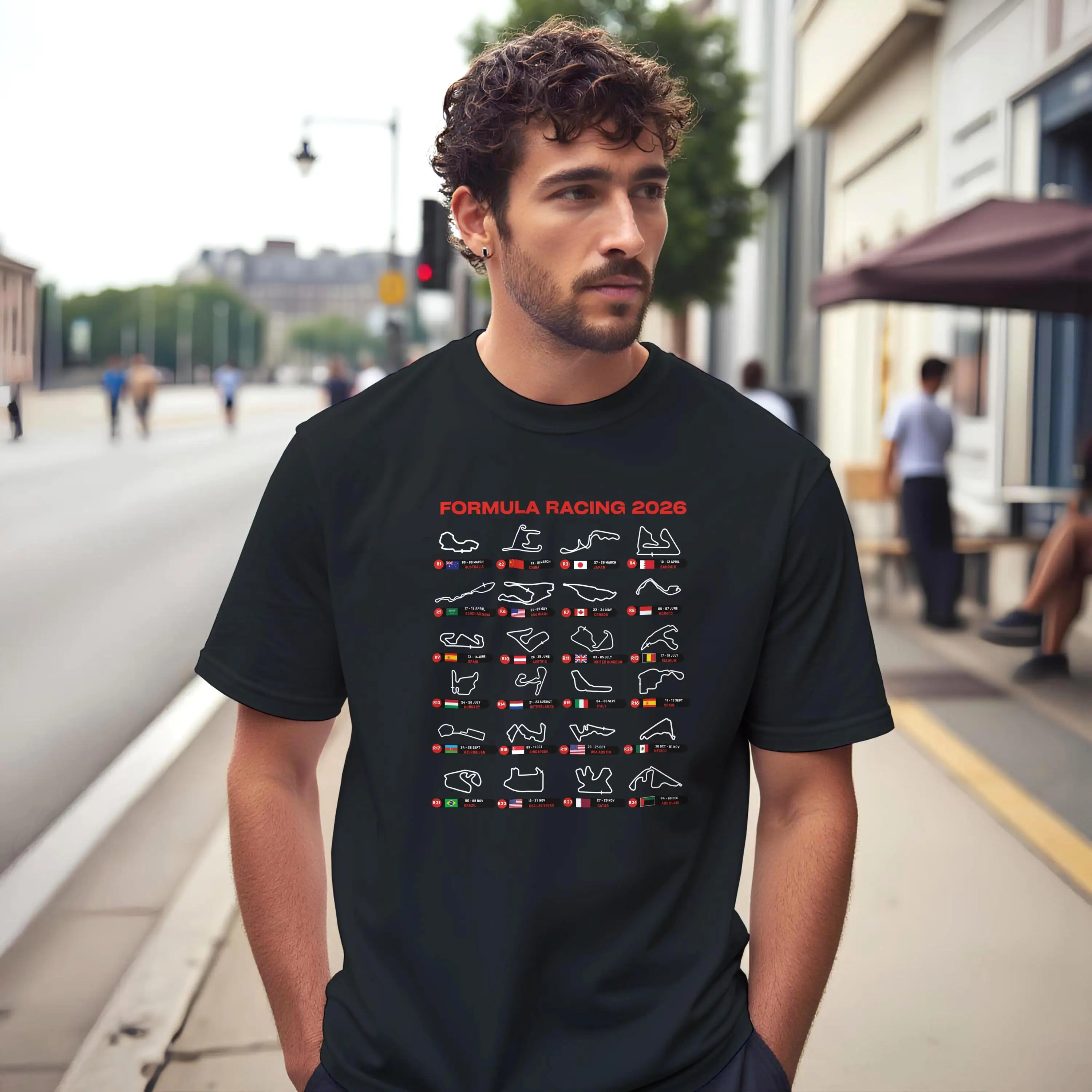 Formula Racing 2026 Schedule T-Shirt Motorsport Fan Apparel Men and Women Cotton T-shirt High Quality Summer Streetwear