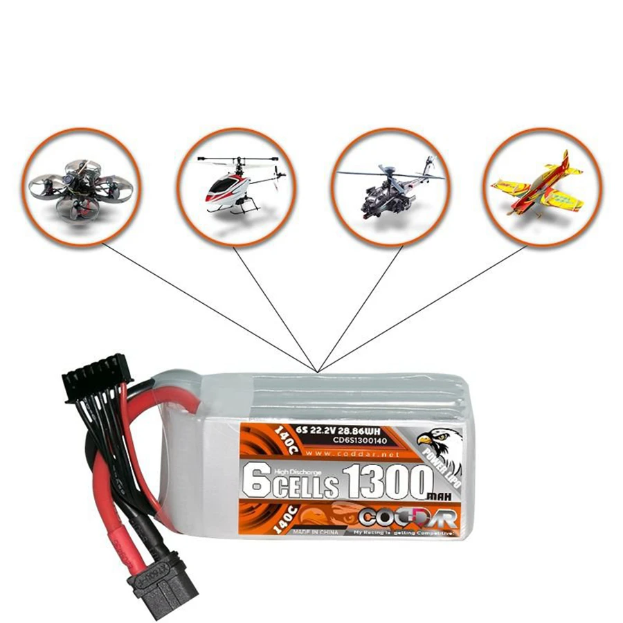 CD6S1300140 1300MAH 6S 22.2V 140C Model Aerial UAV Rechargeable Lithium Battery Pack