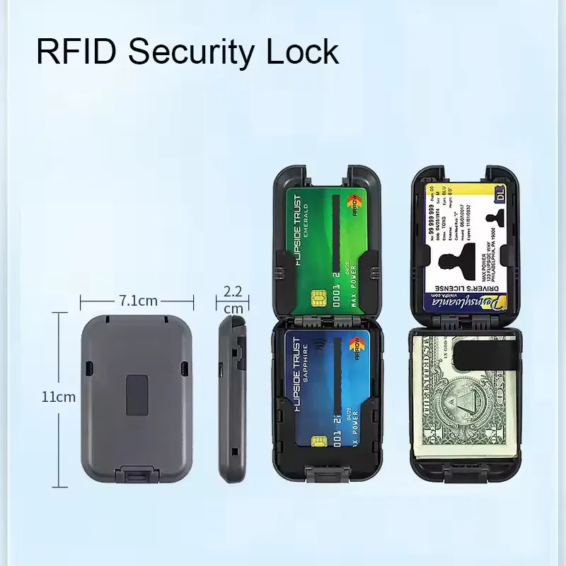 متعددة الوظائف مكافحة سرقة فرشاة تحديد الهوية بموجات الراديو بطاقة القراءة سبائك الألومنيوم البنك بطاقة الأعمال حافظة للبطاقات محفظة قفل أمان المال كليب