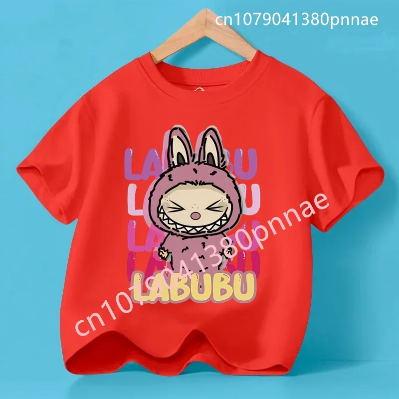 

Summer Multicolor Short Sleeved Shirt Boys Girls Fashion Clothing Kid Clothes Labubu Pop Mart T-shirt for Children Cartoon Anime