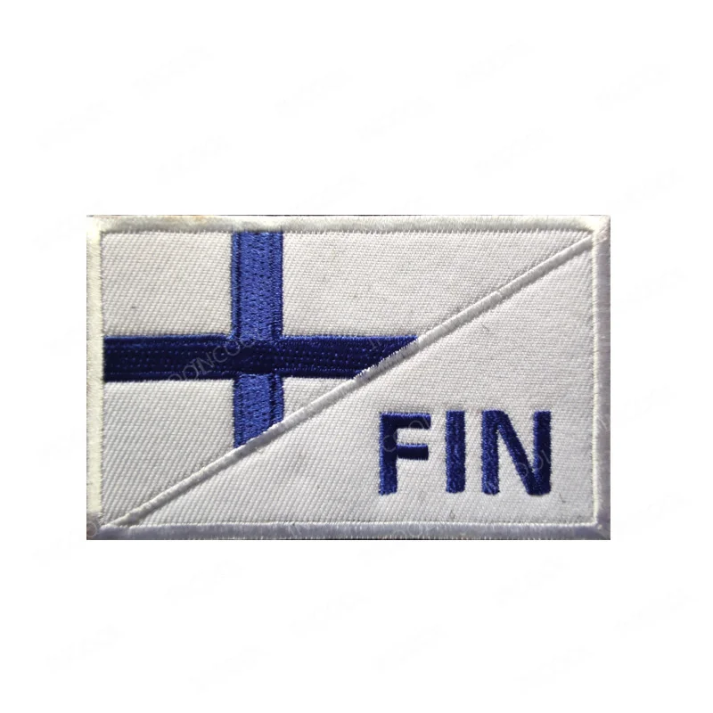 Finland Flag Embroidered Patch PVC Rubber FIN Suomi Patches Appliqued Shoulder Patch