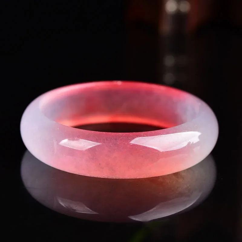 Genuine Natural Pink Jade 54-64mm Bangle Bracelet Fashion Charm Jewellery Accessories Hand-Carved Amulet Gifts for Women Men