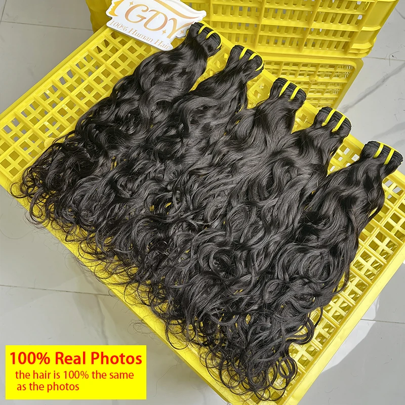 

Натуральные вьетнамские волосы Natural Wave, 100% человеческие волосы, необработанные, натуральные волнистые пряди для наращивания, двойная тесьма.