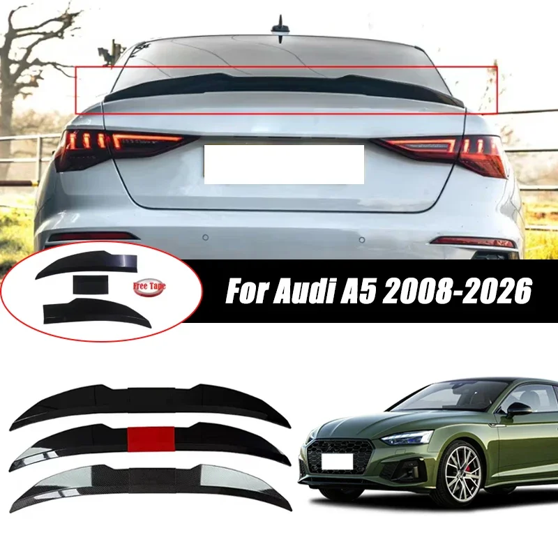 3pcs Sedan Rear Trunk Spoiler For Audi A5 2008-2026 Adjustable DIY Modified Trunk Spoiler Automotive Accessories