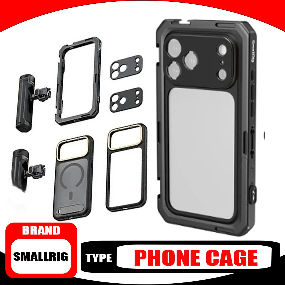 قفص هاتف صغير الحجم طقم تصوير متنقل قفص فيديو لهاتف آيفون 17 برو ماكس يدعم تسجيل الهاتف المحمول طقم فيديو محمول هدية