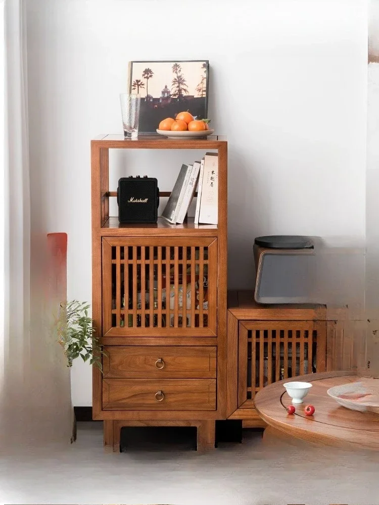 

New Chinese solid wood side cabinet TV sofa living room locker bedroom corner cabinet old elm bucket