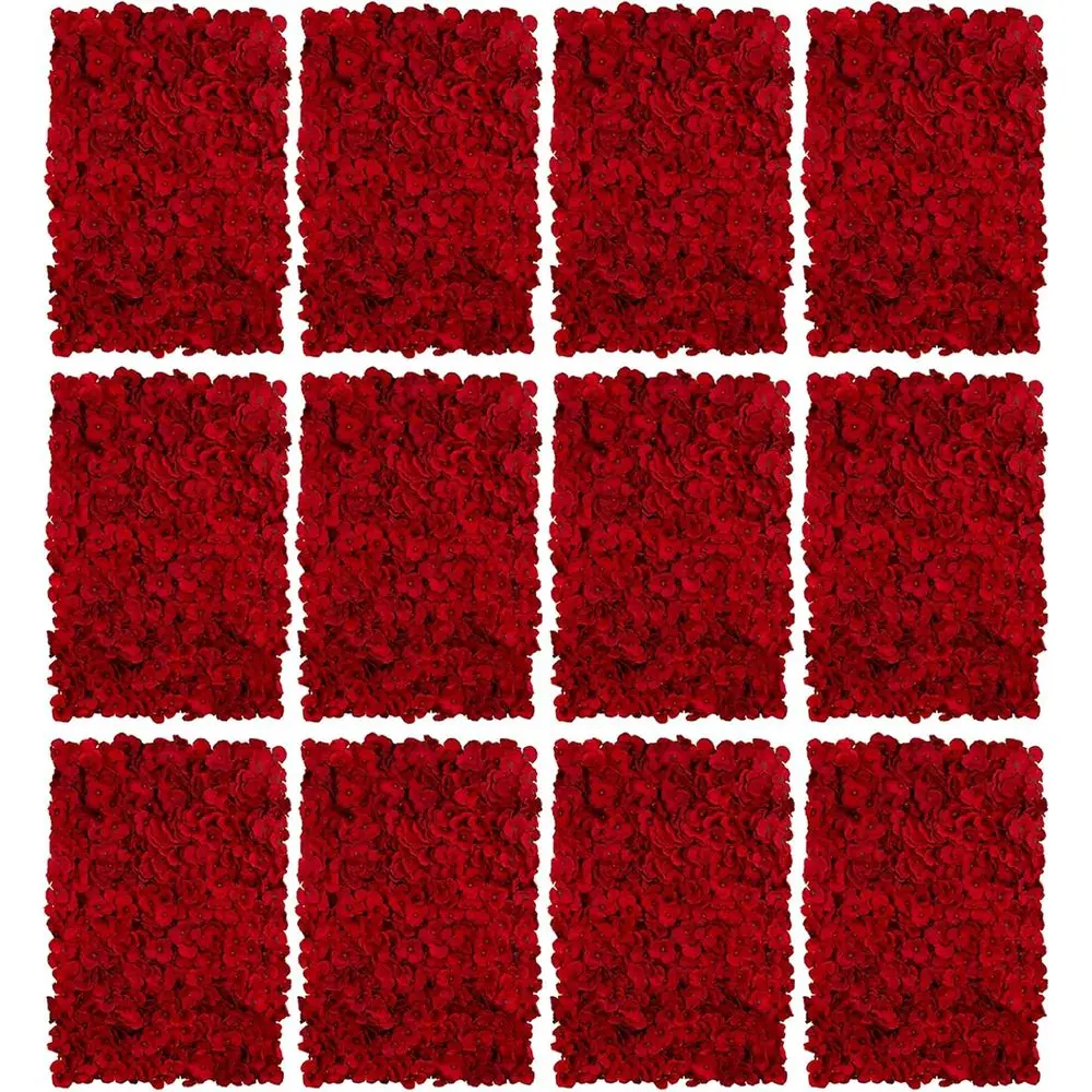 

12 Pack 24x16 Red Silk Hydrangea Wall Panels for Wedding or Bridal Shower Decor