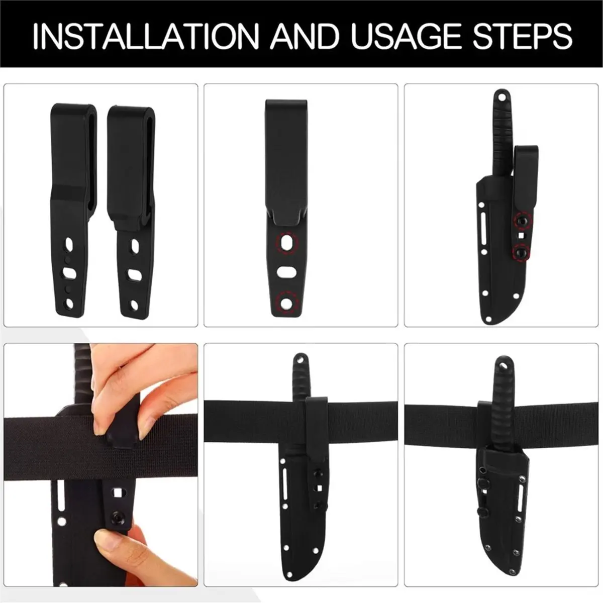 8 Pcs Belt Clips with Screws Adjustable Knife Belt Clip for Outdoor, Kydex Sheath Belt Clip for Secure Fastening