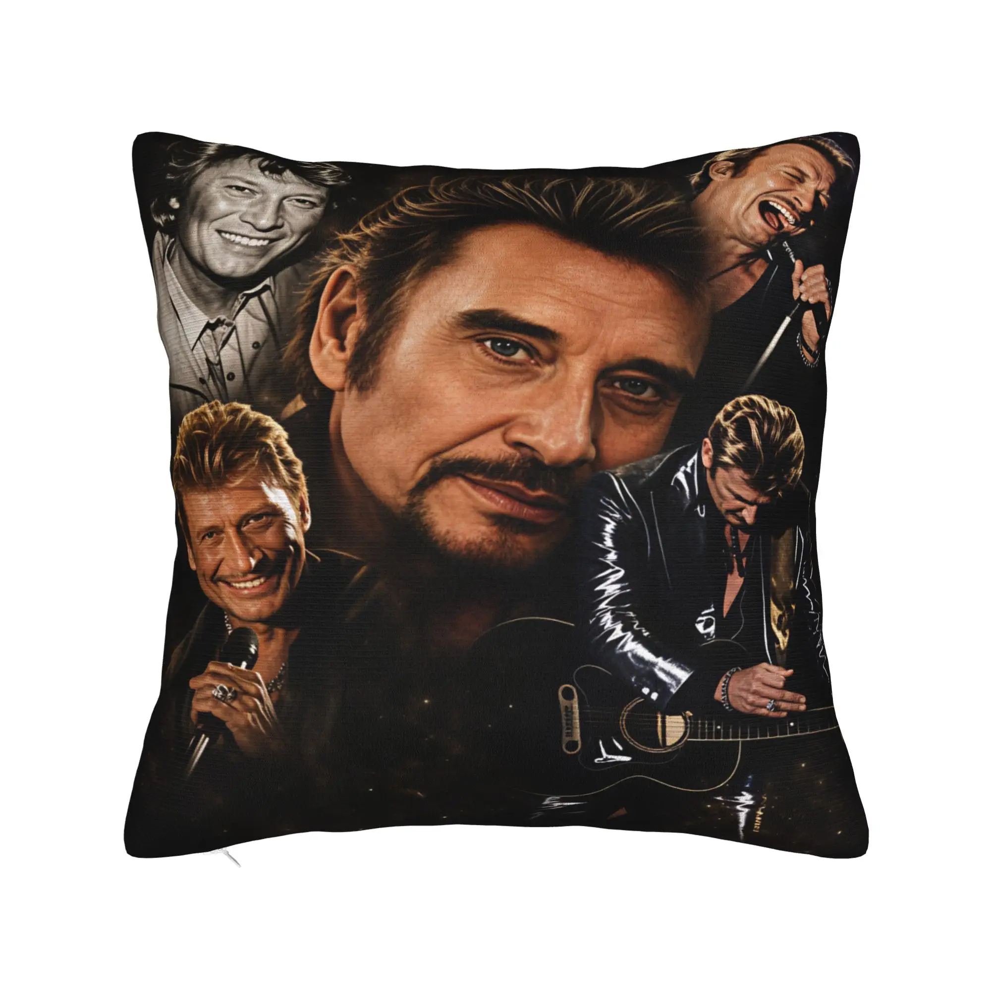 3D Printing Johnny Hallyday Rock Star Pillow Case  Cute Funny Pillow Cover Graphic Pillowcases For Sofa Couch Bed Living Room