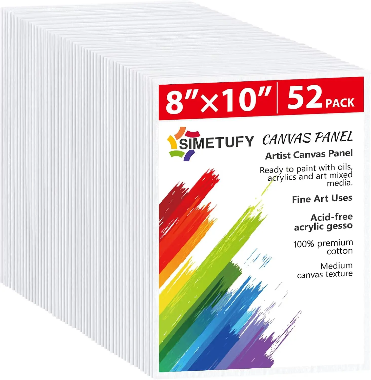 

52 Pack 8x10 Inch Canvas Boards for Painting, 100% Cotton Pre-Primed for Acrylic & Oil, Art Supplies