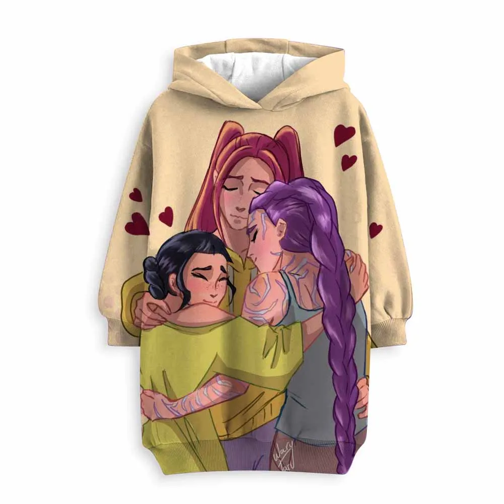 فتاة أنيمي K-Pop شيطان الصيادين هوديي فستان مطبوعة الخريف فستان الأميرة هوديي قمة الموضة الملابس #6