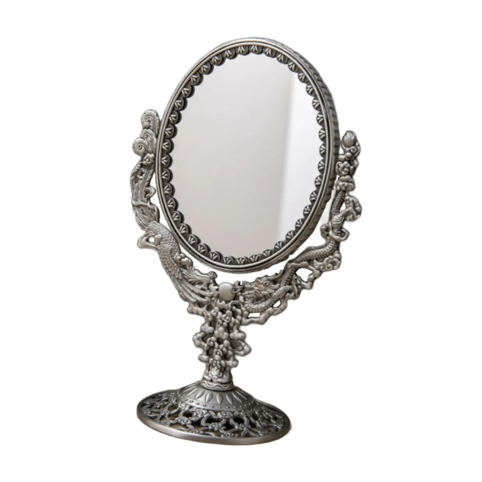 

Swivel Vanity Mirror Desktop Stand Mirror Retro Cosmetic Mirror European for Dressing Table Living Room Hotel Countertop Bedroom