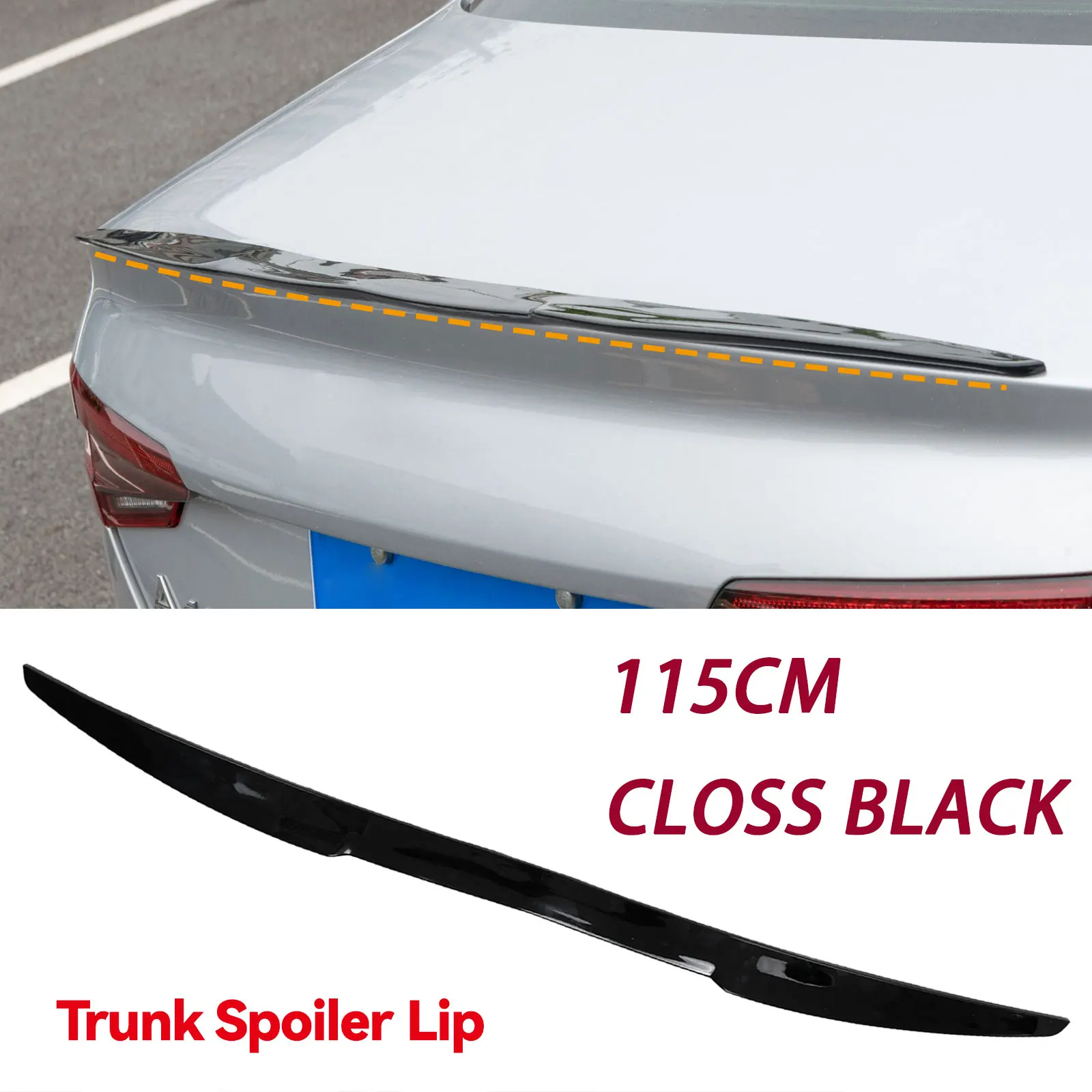 115cm Universal Glossy Black Car Rear Upper Trunk Spoiler Boot Wing Lip Tailgate Lid Window For 1 2 3 Series VW Possat CC Trim