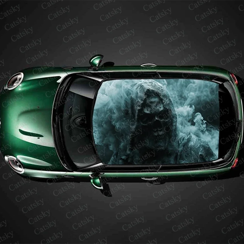 Scary Monster Design Car Roof Sticker Wrap Racing SUV Accessories Packaging Painted PVC Custom Car Graphic Decal