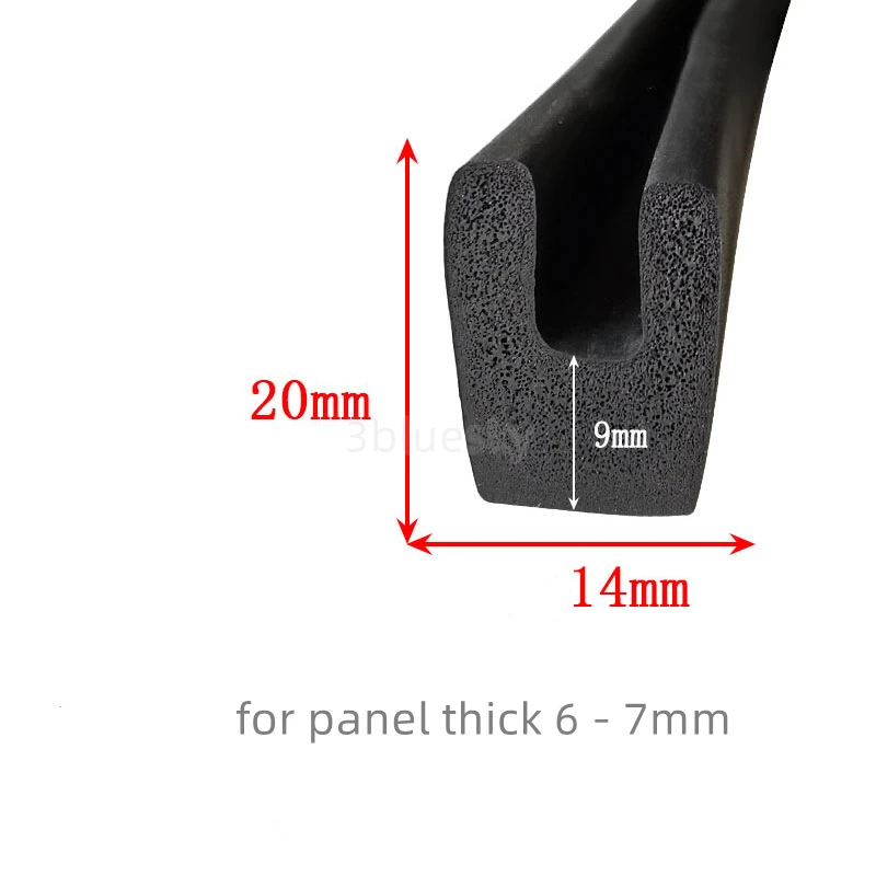 

EPDM Rubber Foam Sealing Sponge U Strip Glass Metal Car Wood Panel Edge Encloser Shield 20x14mm Black