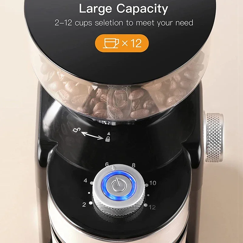 Electric Coffee Grinder 18 Level Adjustable Burr Mill Coffee Bean Grinder High Speed Espresso Coffee Grinding Machine for Office