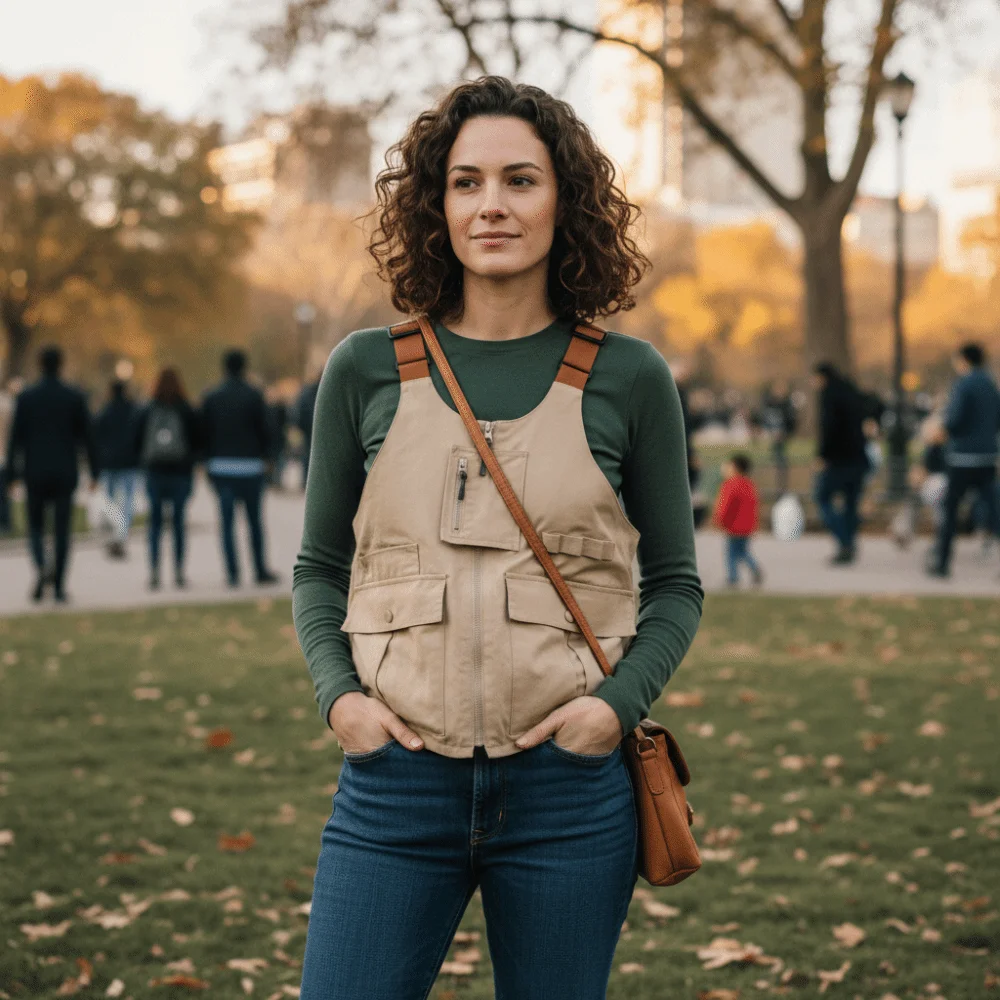 

Creative Outdoor Jacket Vest Shoulder Bag Breathable Dual-use Multi Pocket Vest Handbag Retro Multifunctional