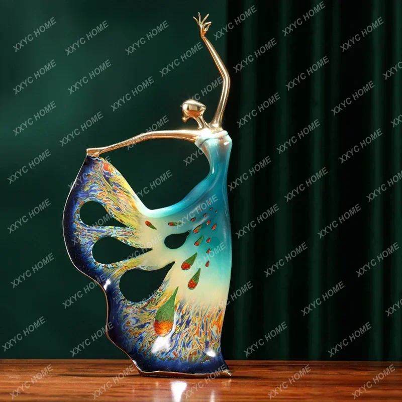 Room Decor Brass Dancer Statue Ornaments Luxury Artwork Figurine Sculpture Simple Modern Living Room Decoration Creative Gifts