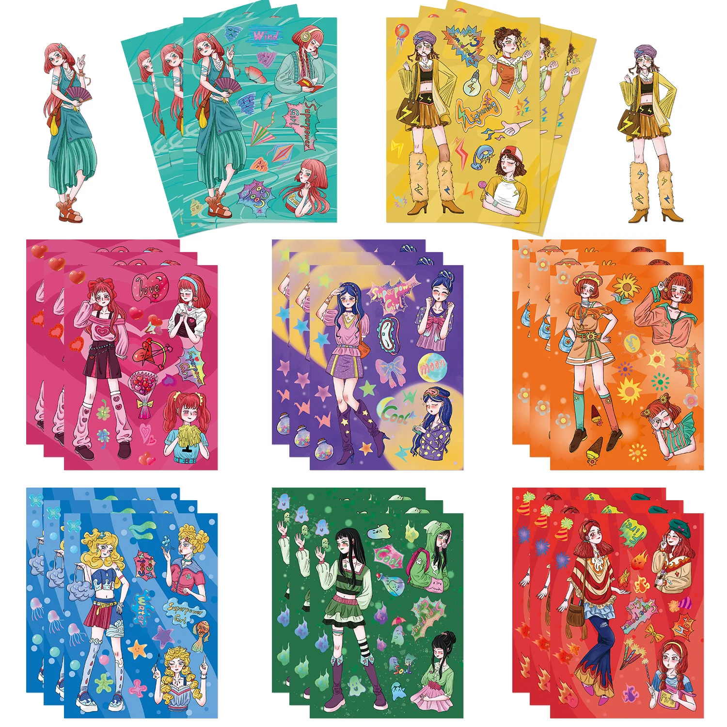 8pcs Supermacht Mädchen Cartoon Aufkleber DIY Auto Laptop Telefon Briefpapier Dekor Vinyl Aufkleber wasserdicht kreative Aufkleber Kinder Geschenk