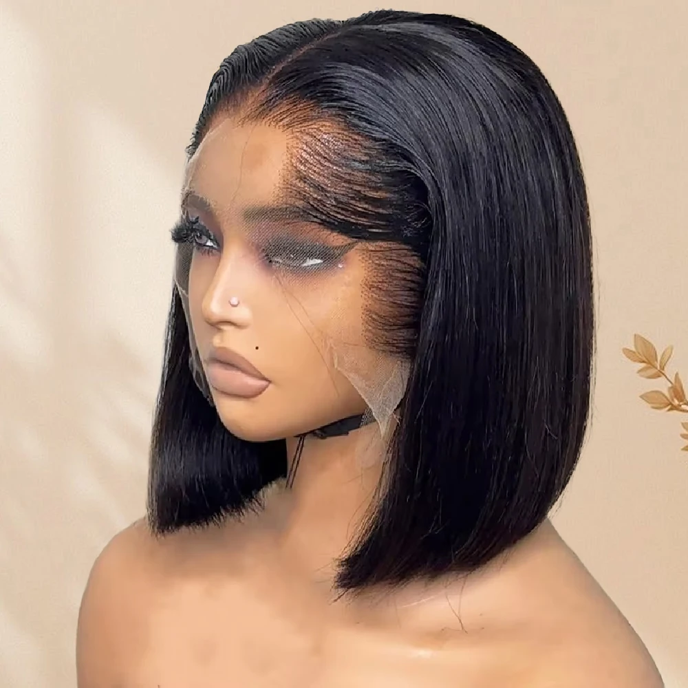 

13x4 Glueless Wear And Go 10 Inch Bob Wig Human Hair 100 13x6 HD Lace Front Wig Peruvian Natural Raw Hair Half Peruvian Raw Hair