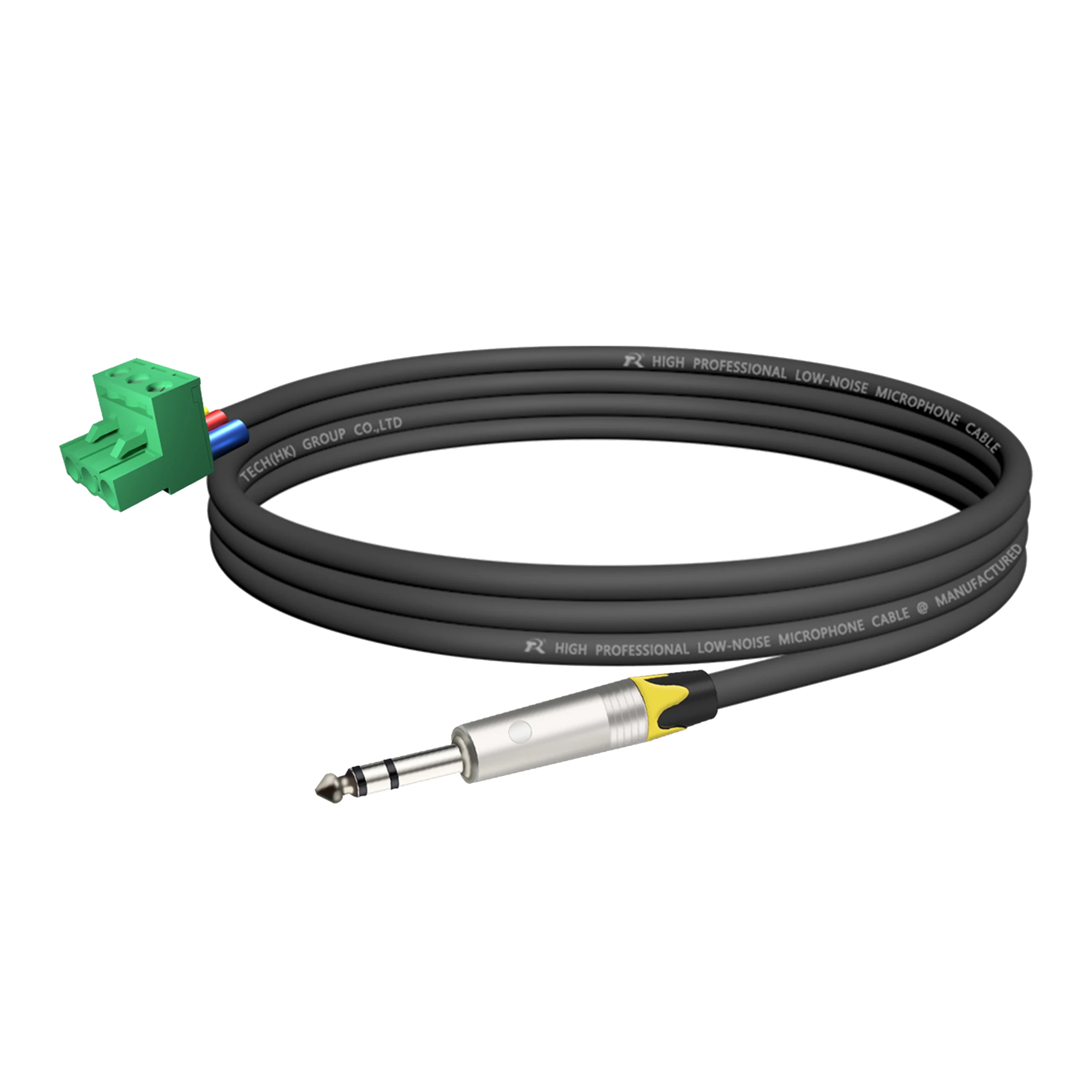 Professionelles 1/4-Zoll-TRS-Stereo-auf-3-Pin-Phoenix-Klemmenblock-Kabel, schwarzer Anschlussanschluss, für Audiosysteme und Übertragungsgeräte – Detail 12