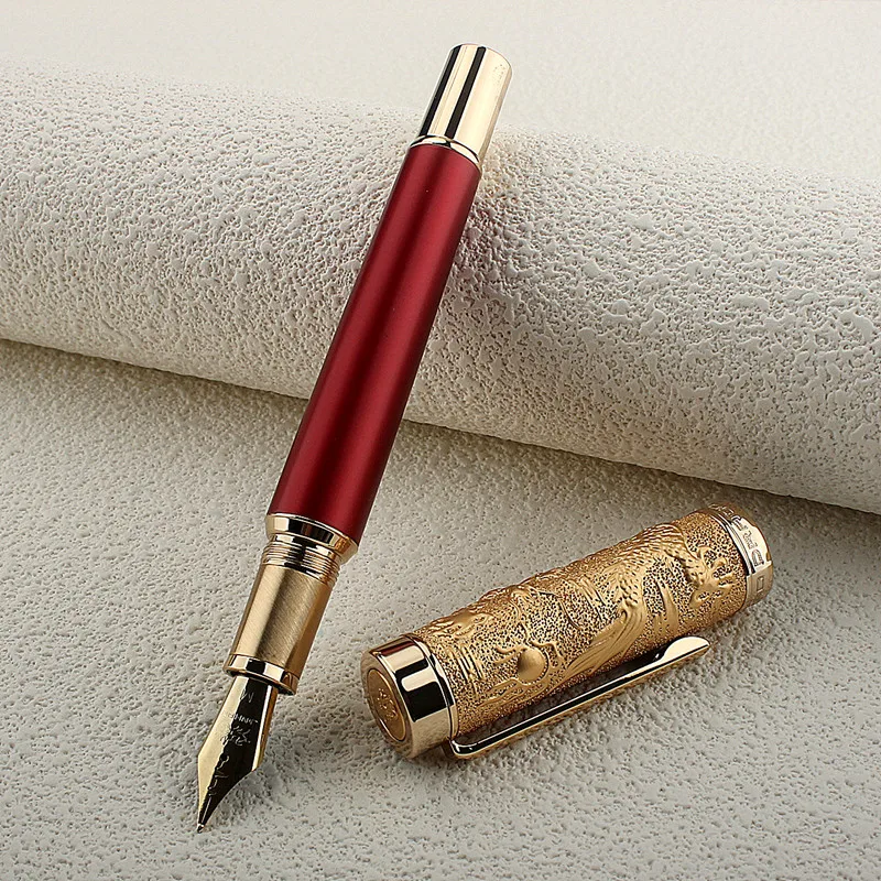 Imagem -04 - Jinhao Dragon Spirit Metal Fountain Pen f Heartbeat Nib Caneta de Luxo Material de Escritório Escolar Estudante Papelaria Negócios pk 9019