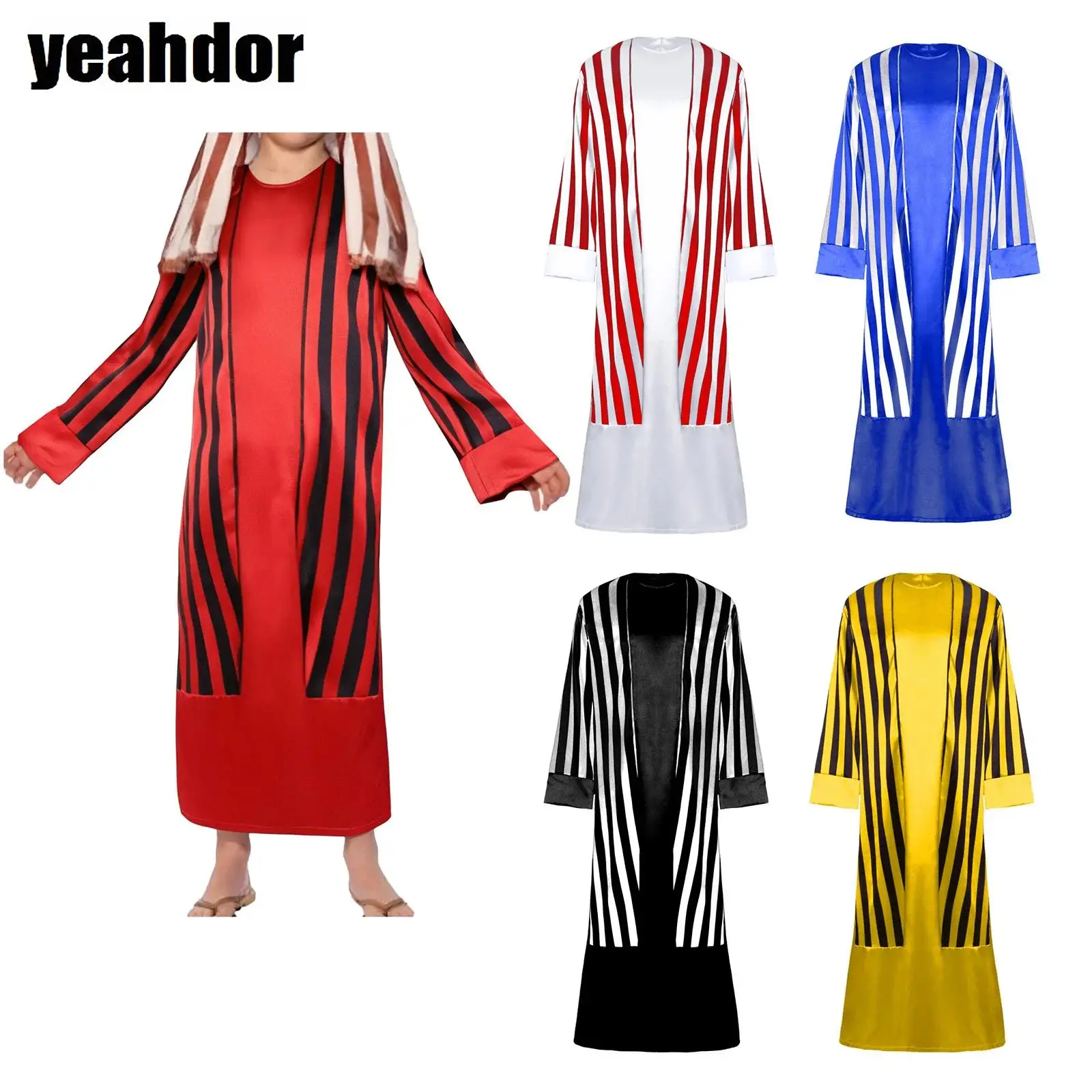 

Арабские костюмы для мальчиков, халат с круглым вырезом в полоску и длинными рукавами, костюм Ближнего Востока для Хэллоуина, карнавала, дня рождения, вечеринки