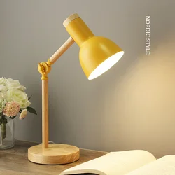 Nordic Wooden Iron LED Desk Lamp for Dorm Eye Protection Reading Table Lamp for Study Home Office Room Decor Bedside Night Light