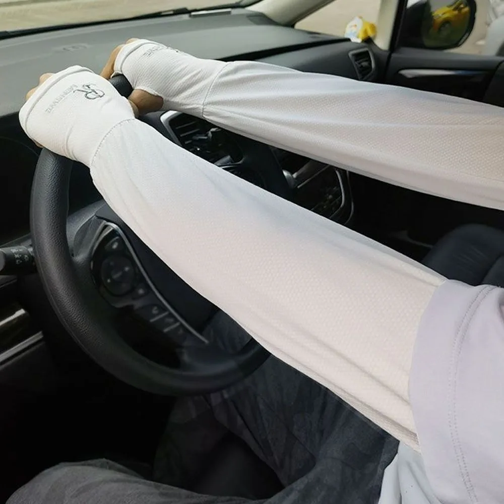 Breathable Elastic Arm Sleeves Comfortable UV Protection Driving Gloves Letter Loose Sunscreen Arm Cover Sleeves Summer