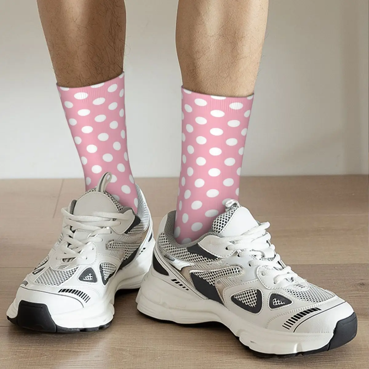 Calcetines de baloncesto con estampado de lunares rosas Harajuku para hombre y mujer, bonitos calcetines de poliéster, absorbentes de sudor